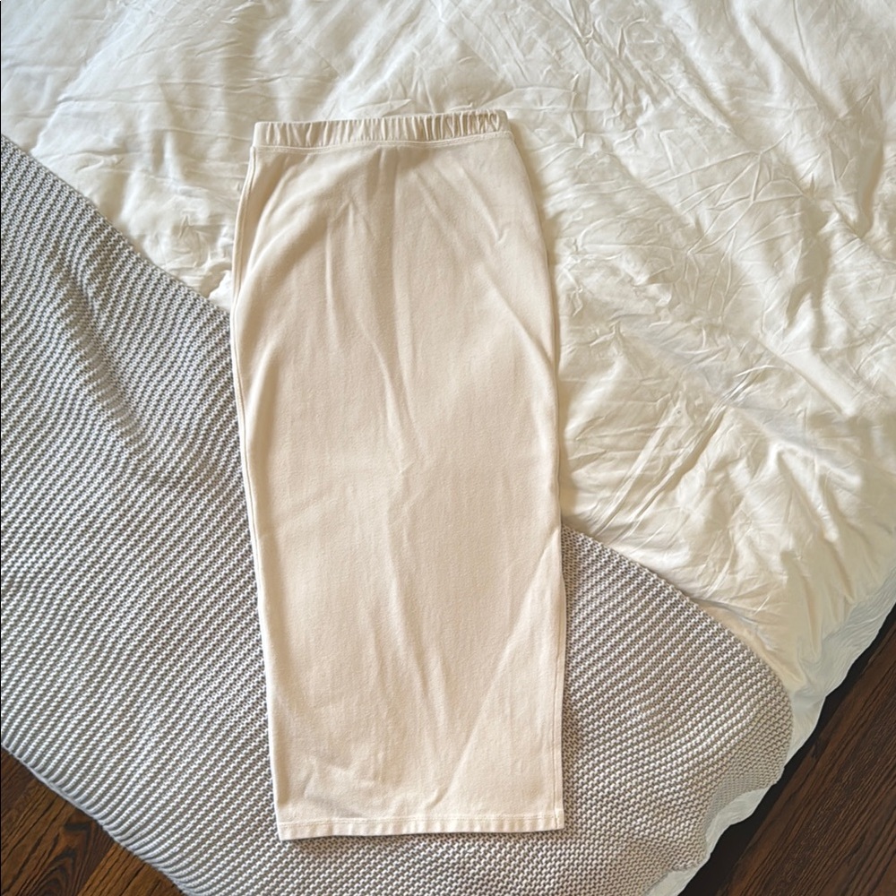 AllSaints cream ribbed midi skirt US 2